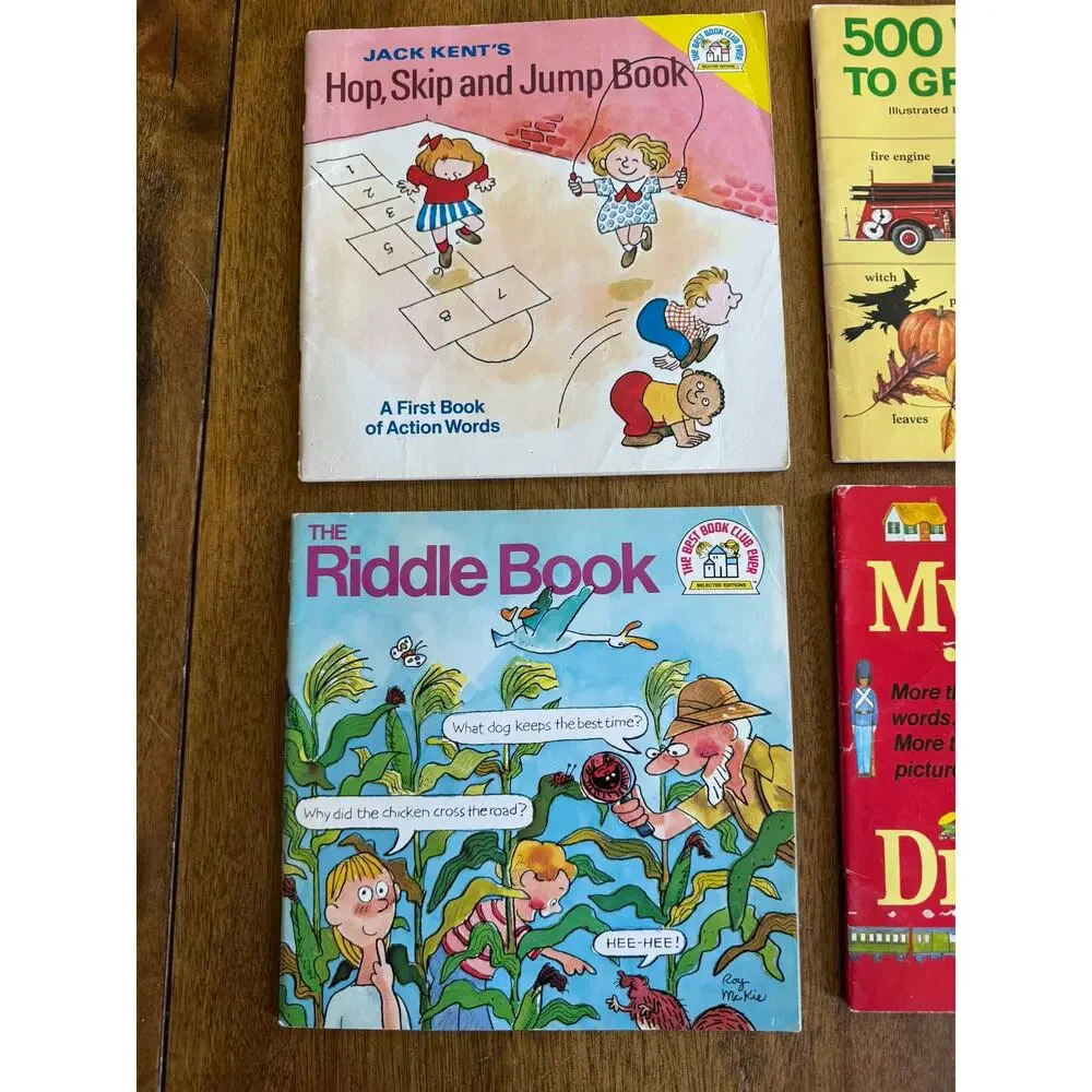 Vintage Early Learning Book Lot Reading Vocabulary Dictionary Riddles 1970s